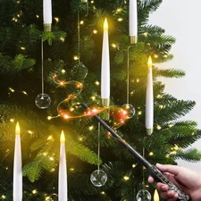 Christmas Tree Candles with Magic Wand 12 Pack Flameless Candles for Christma...