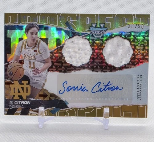 2024-25 Bowman U Best Sonia Citron Gold Dual Patch Auto /50 Notre Dame RPA