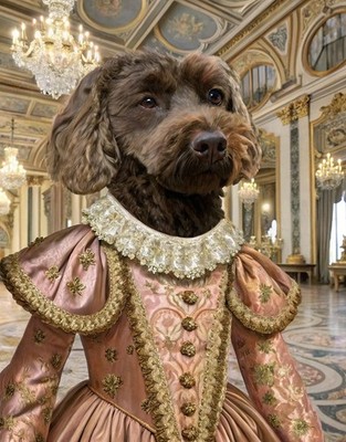 Entzückendes braunes Prinzessin Cockapoo viktorianisches Kleid 5 - historisches Vintage Portrait