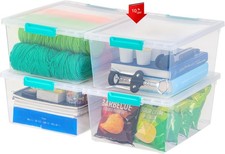 12-Quart Plastic Storage Container Set with Lids 4-Piece Set , Stackable