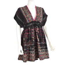 Free People Bohemian Tunic Dress Embroidered Black Cover Up size M / L