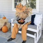 4Ft Scary Sitting Scarecrow W/Spooky Sound Glowing Eyes Animatronic Scary Props