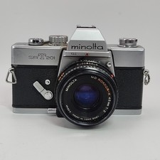 VINTAGE MINOLTA SRT201 CLC SLR FILM CAMERA W/ 3 Lenses IN DECSCRIPTION 