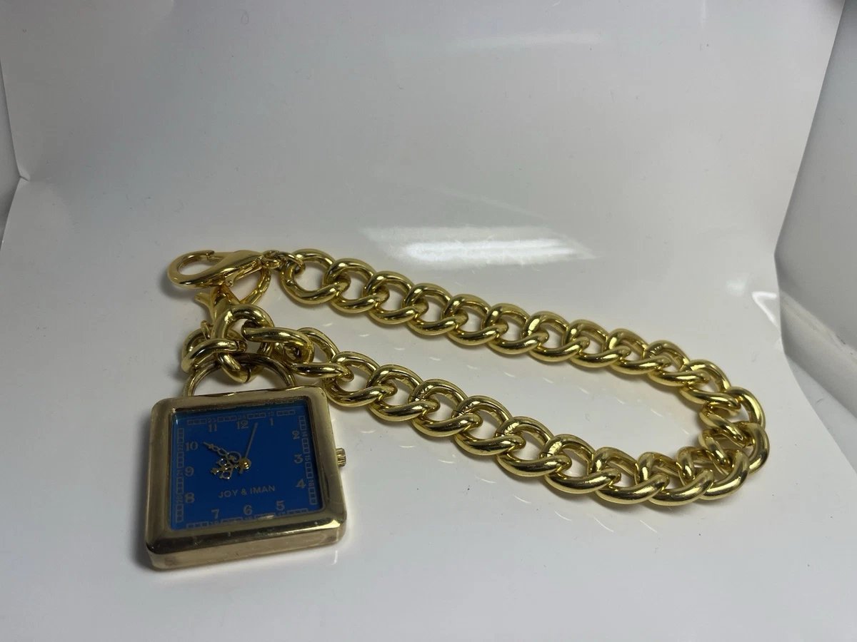 Joy & Iman Brown Dial Gold-Tone Square Pendant Quartz Watch IMAN Wristwatches for sale | eBay main image 2