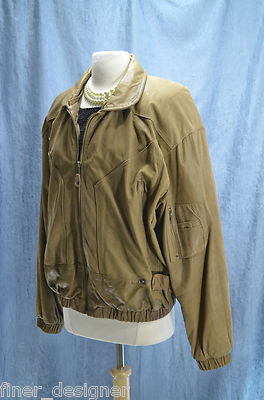 Vintage Brown LEATHER Bomber Motorcycle JACKET Zip Coat VTG 80s