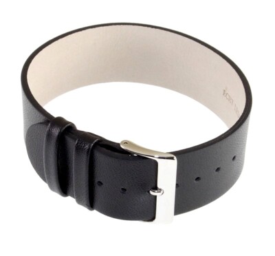 Feinstes Leder Durchzugs-Uhrenarmband Modell Luzern schwarz 14 mm