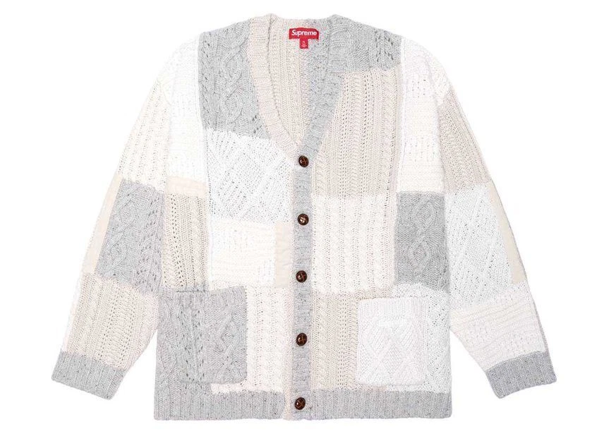 Cardigan Supreme Patchwork Cable Tricoté Ivoire