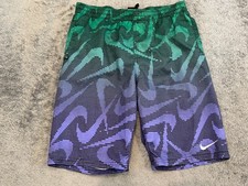 Nike Youth Swim Trunks Size XL Mesh Lined Green Purple Ombre Bathing Suit Active