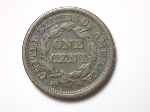 VINTAGE US COINS 1846 BRAIDED HAIR ERROR REPUNCHED DATE LARGE CENT COIN - Imagen 5 de 6