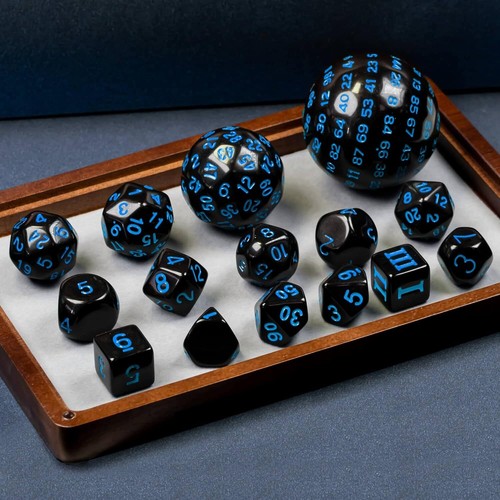 15 Pieces Complete Polyhedral DND Dice Set D3-D100 Spherical D&D Dice Set D100 - Picture 4 of 9