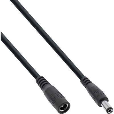 InLine  DC Verlängerungskabel, DC Stecker/Buchse 5,5x2,1mm, AWG 18, schwarz, 2m