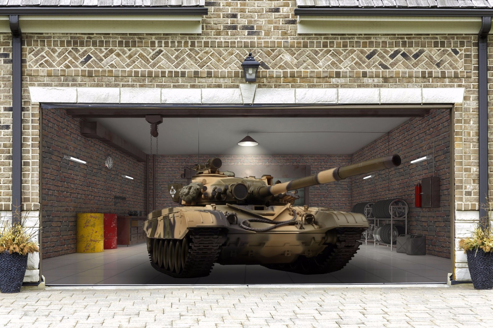 3D EFFECT TANK MURAL FOR GARAGE DOOR COVER AMAZING COLORS BANNER