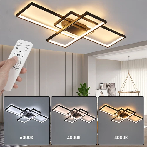 Large Square LED Ceiling Light Lamp Chandelier Lights Living Bedroom Dimmable - Picture 1 of 17