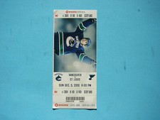 2010/11 VANCOUVER CANUCKS ST. LOUIS BLUES NHL HOCKEY TICKET STUB ULF SAMUELSSON
