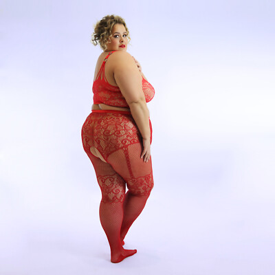 UK Übergröße 6-36 Netzstrumpfhose Strümpfe ouvert offener Schritt sexy BBW