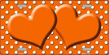 Orange White Polka Dot Center Hearts Metal Novelty License Plate Tag ...
