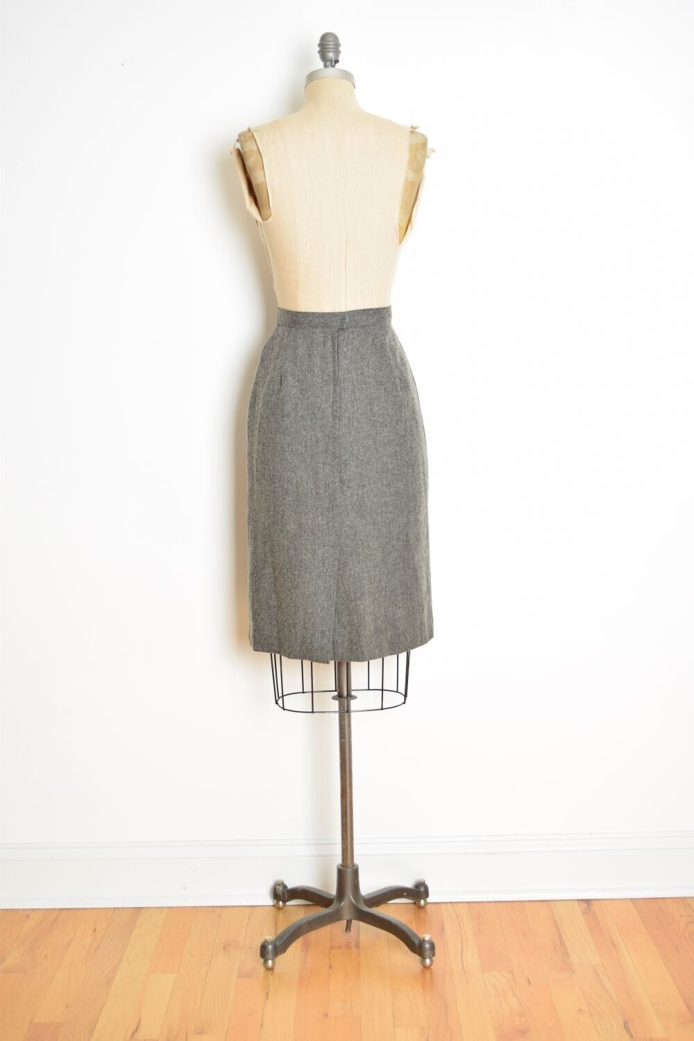 vintage 80s skirt gray wool high waisted slim sec… - image 5
