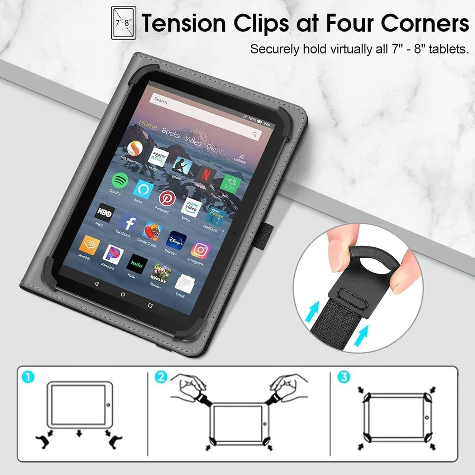 Universal Case for 7-8 Inch Tablet eReader Book Style Folio Protective Cover - Image 4 of 4