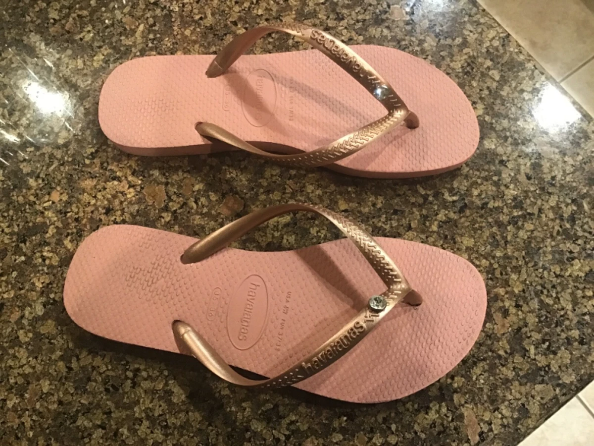 Havaianas slim swarovski crystal flip best sale flops in rose gold