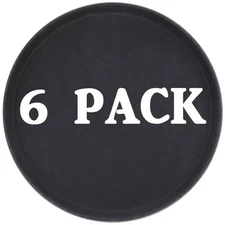 6 PACK 16" Black Round Non-Skid Plastic Restaurant Bar Serving Commercial Tray