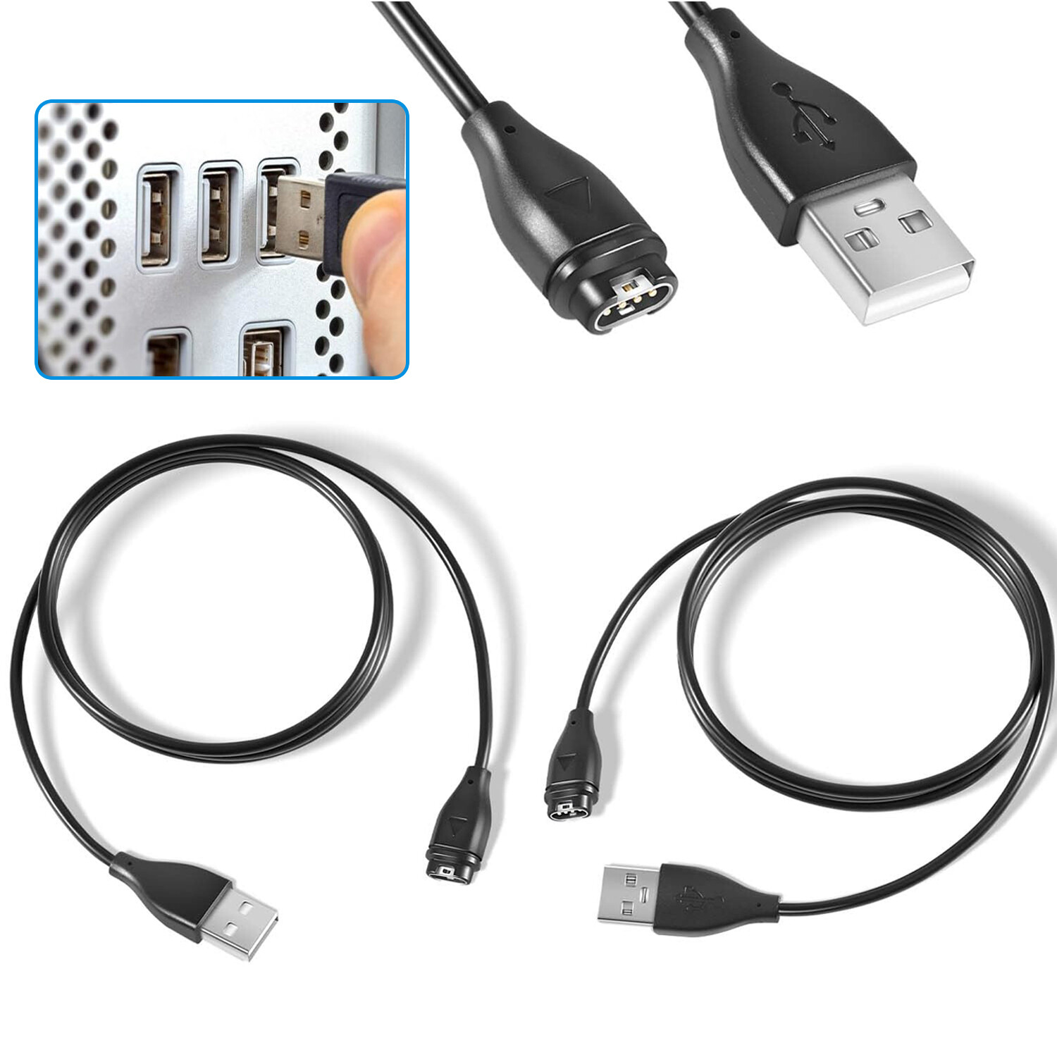 For Multiple Garmin Watch and Devices 010-12491-01 USB-A Charger Cable &lpar;2 Pack&rpar;