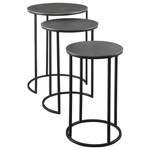 Uttermost Erik Metal and Aluminum Nesting Tables in Antique Nickel (Set of 3) - Picture 4 of 8