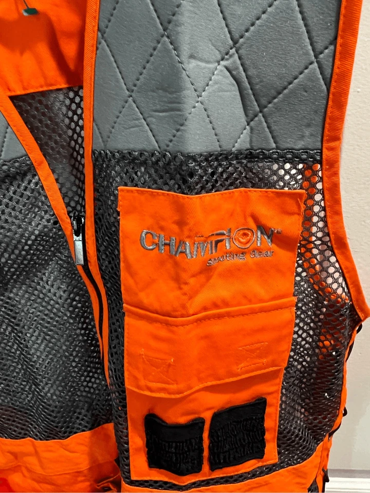 Champion Shooting Gear Vest Mens Size Medium Grey Orange Sporting Clays Trap - Image 3 of 4
