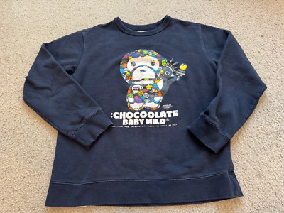 BAPE A Bathing Ape Chocoolate Baby Milo Pullover Sweater Top XL Japan Black logo