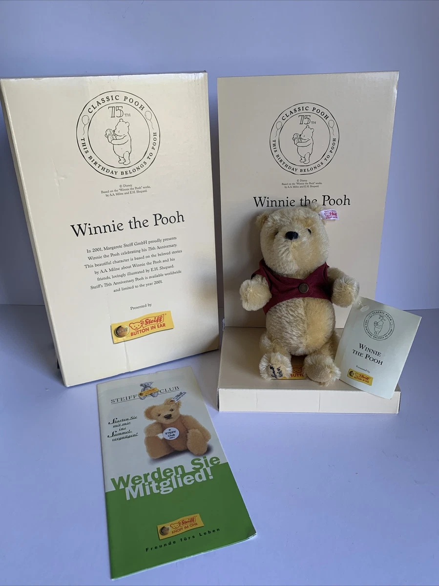 Steiff 75th Anniversary Classic Winnie the Pooh Mohair 2001 Bear Disney SIGNED