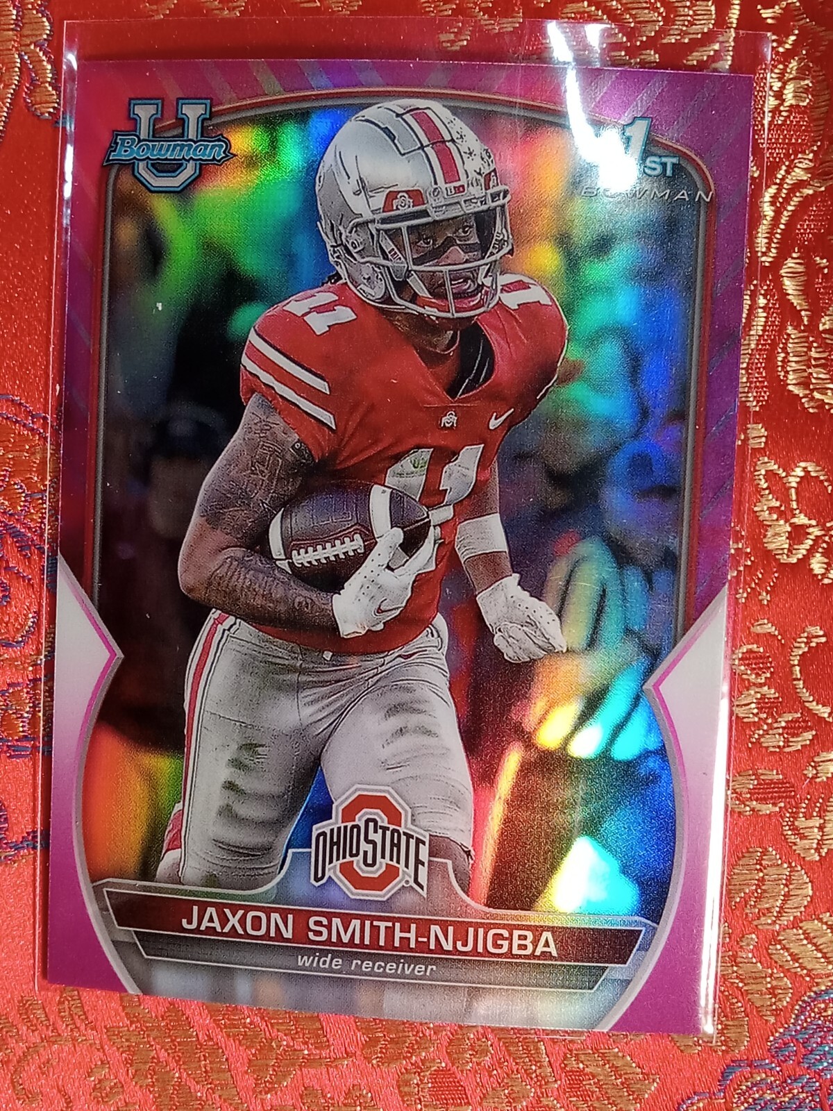 Jaxon Smith-Njigba 2022 Bowman U Chrome PINK Refractor 1st Bowman #78 Buckeyes