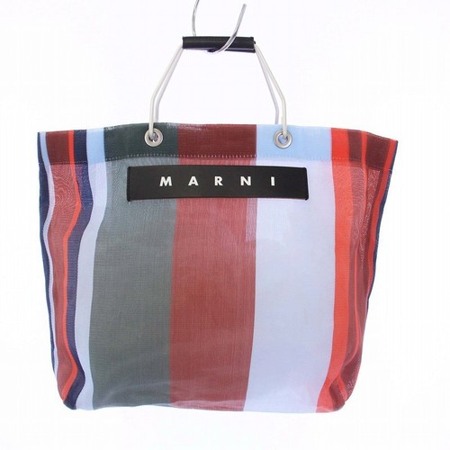 Marni Flower Cafe Tote Bag Handbag Striped Multicolor /Kh Ladies eBay