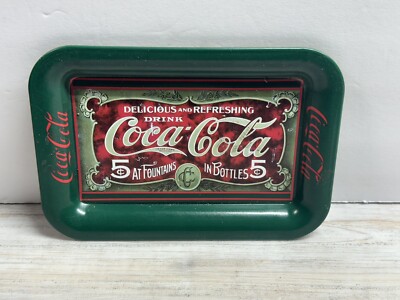 Coca-Cola VTG Metal Tray Green .05 at Fountain and Bottles Barware Memorabilia