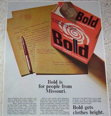 1967 print ad -Bold Laundry Soap Procter Gamble -NANCY DALTON Maplewood Missouri
