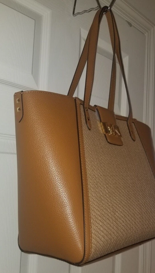 Сумка с короткими ручками Michael Kors KARLIE 30T2GCDT3W кожа/джут натуральная/желудевая LG, новая с ценниками - Изображение 4 из 4