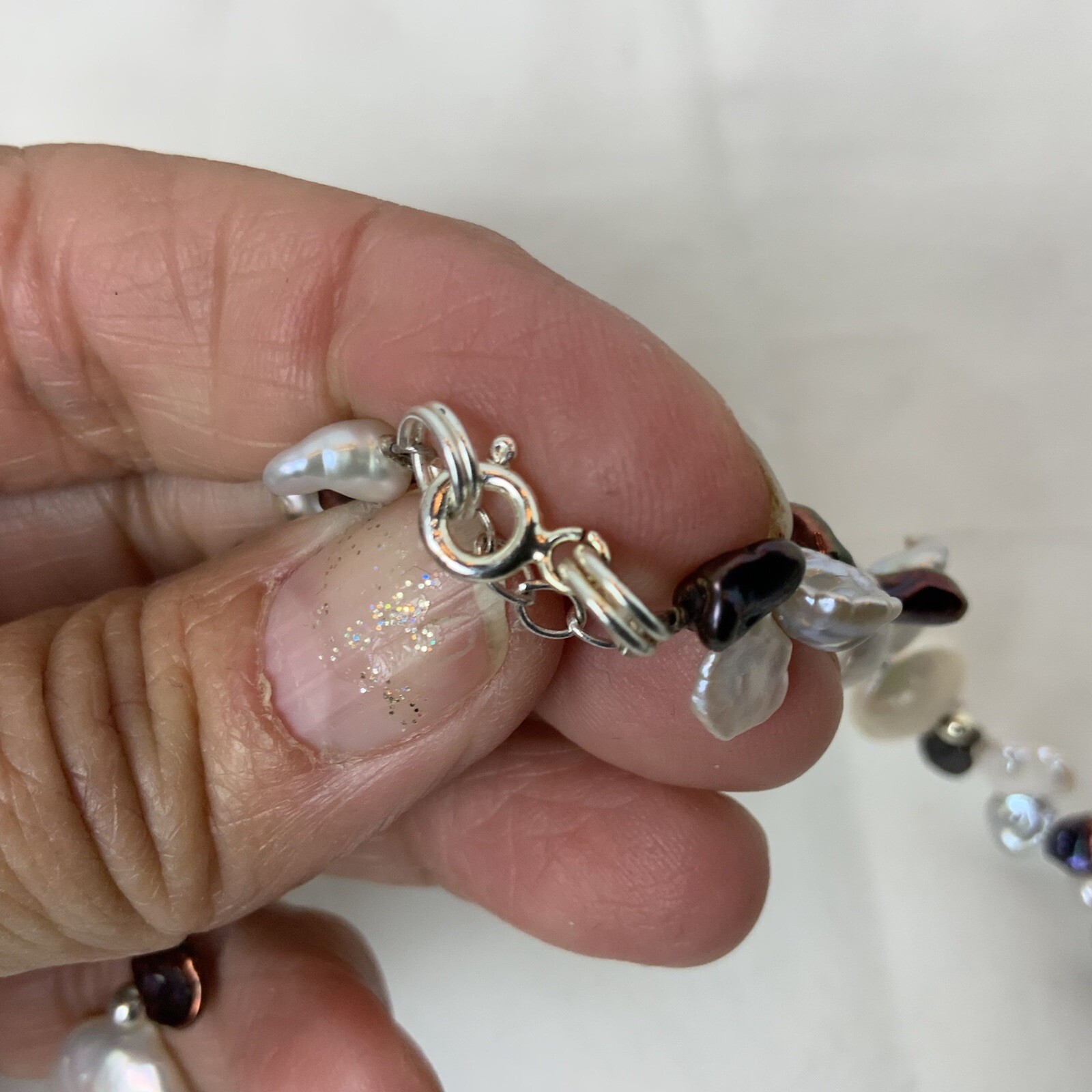 Sterling Silver Multi Pearl Shell Single Strand N… - image 7