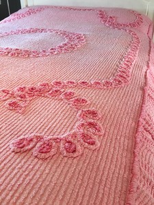Vintage Pink Candlewick Bedspread 