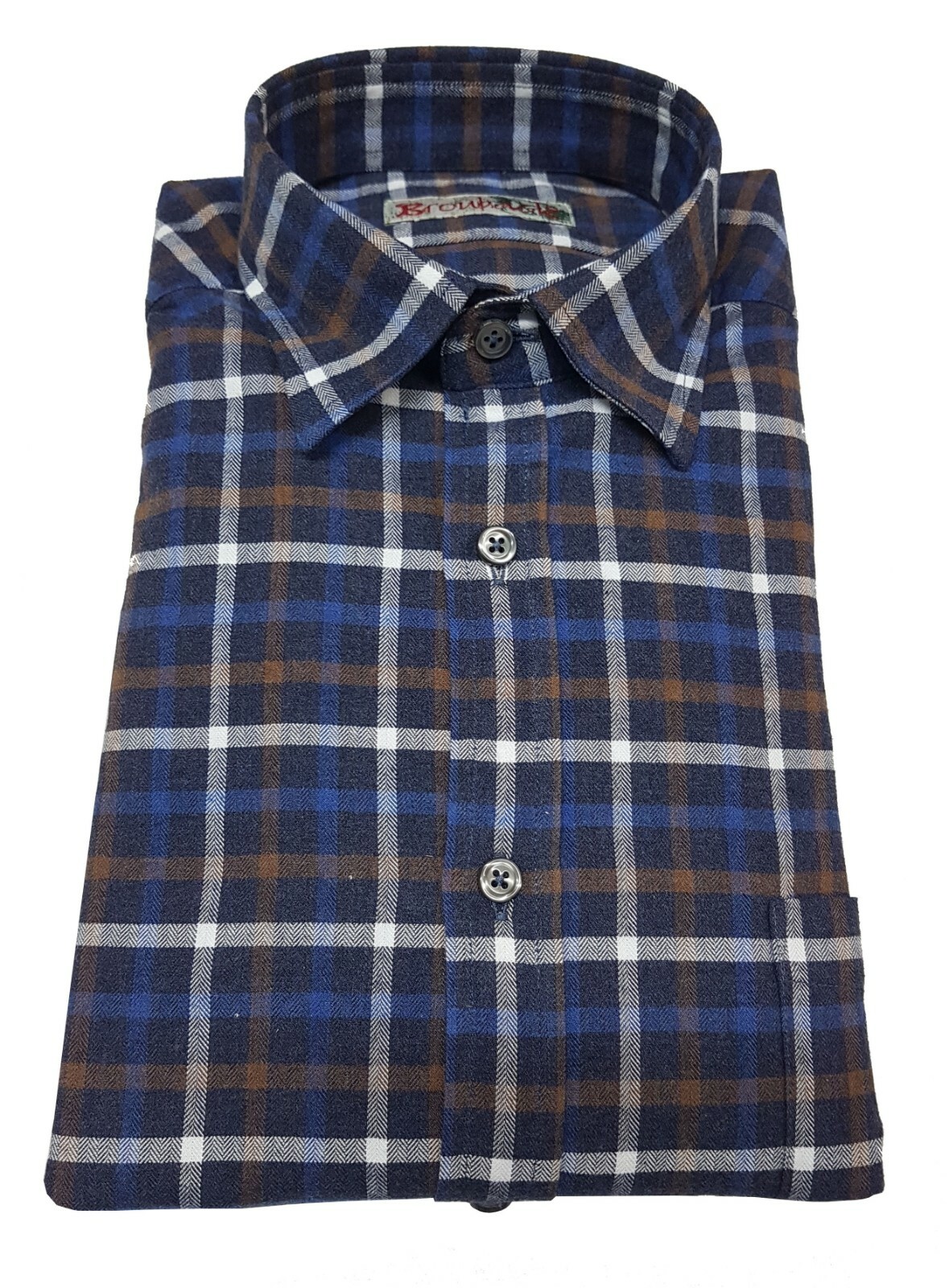 БРОУБАККА camicia uomo cotone P84 taschino manica lunga a quadri СДЕЛАНО В ИТАЛИИ