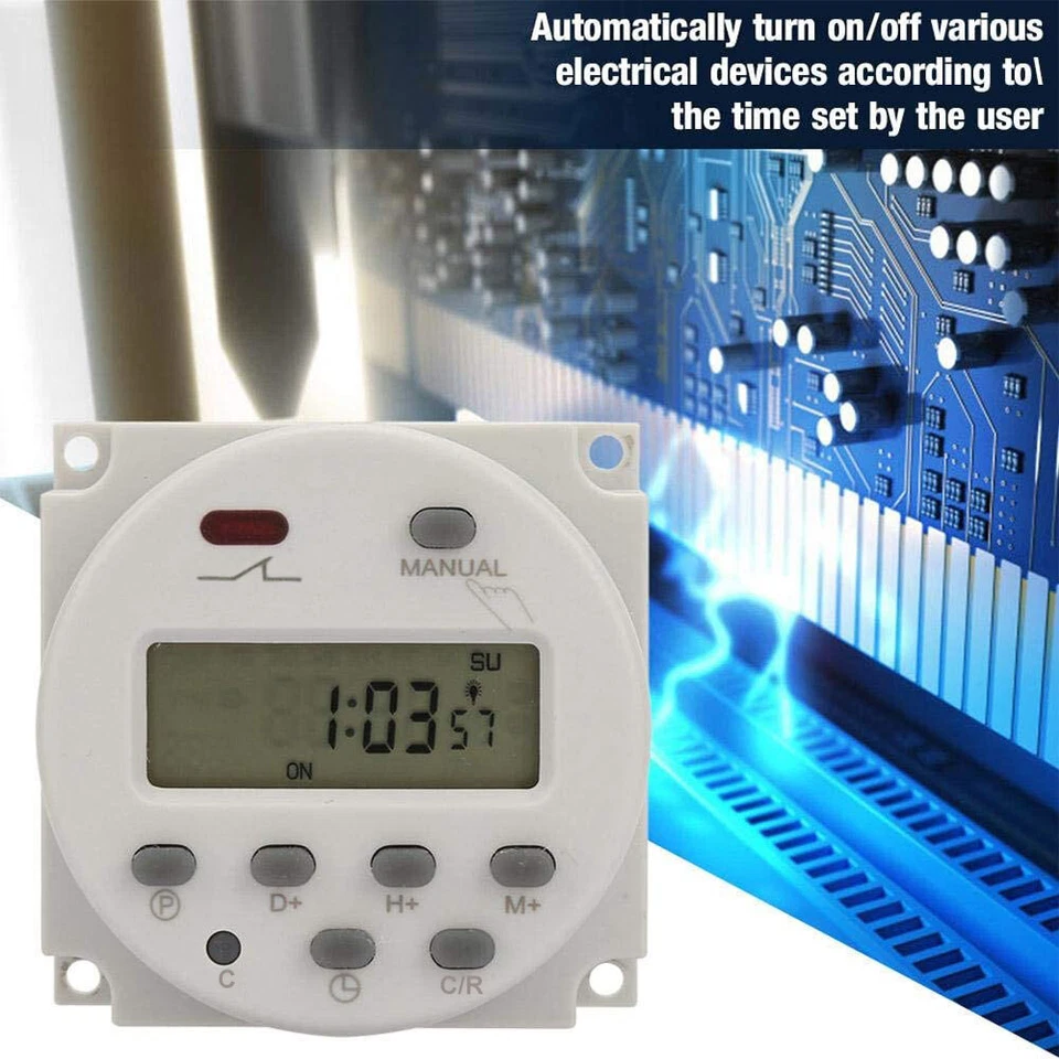 Timer Switch AC/DC 12V LCD Digital Display Programmable Timer Switch Relay New - Image 3 of 4