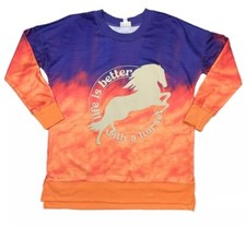 LuLaRoe 3XL HANNAH Sweatshirt Ombr Life Better HORSE Animal Collection HTF