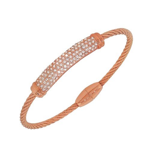 MVMT Stainless Steel Cuff Bracelet with 8K Rose Gold Plated Knot