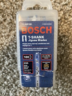 BOSCH T118B100 3-5/8'' T-SHANK JIG SAW BLADES HSS 11-14 TPI PACK OF 100 NEW