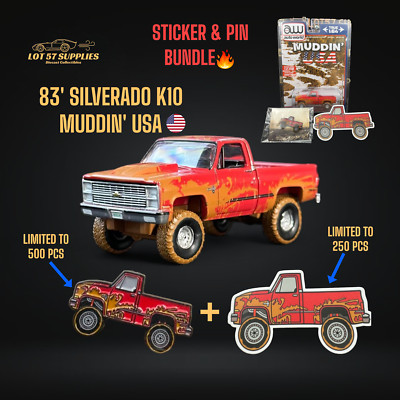 Auto World 1983 Chevrolet Silverado K10 4x4 Muddy LIFTED Squarebody SET 1:64