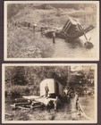 Union, Maine (2) RPPC 1920s Crane Accident on Georges River Photo Postcards