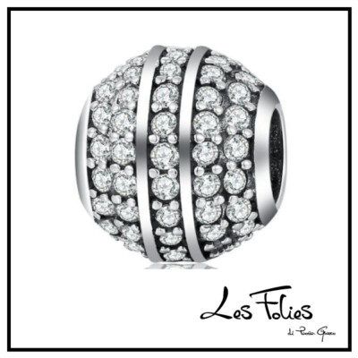 Charm Kugel Strass Anhänger 925 Silber - Les Folies