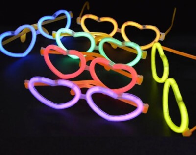 Glow HEART Glasses Neon Stick Shades Fancy Party Pack Gif