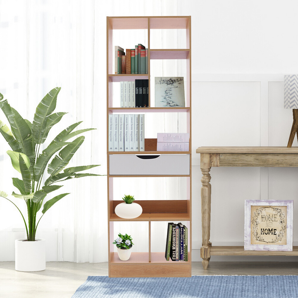 50*20*155cm Floorstanding Multi-tier Bookshelf Nordic Style Storage Shelf