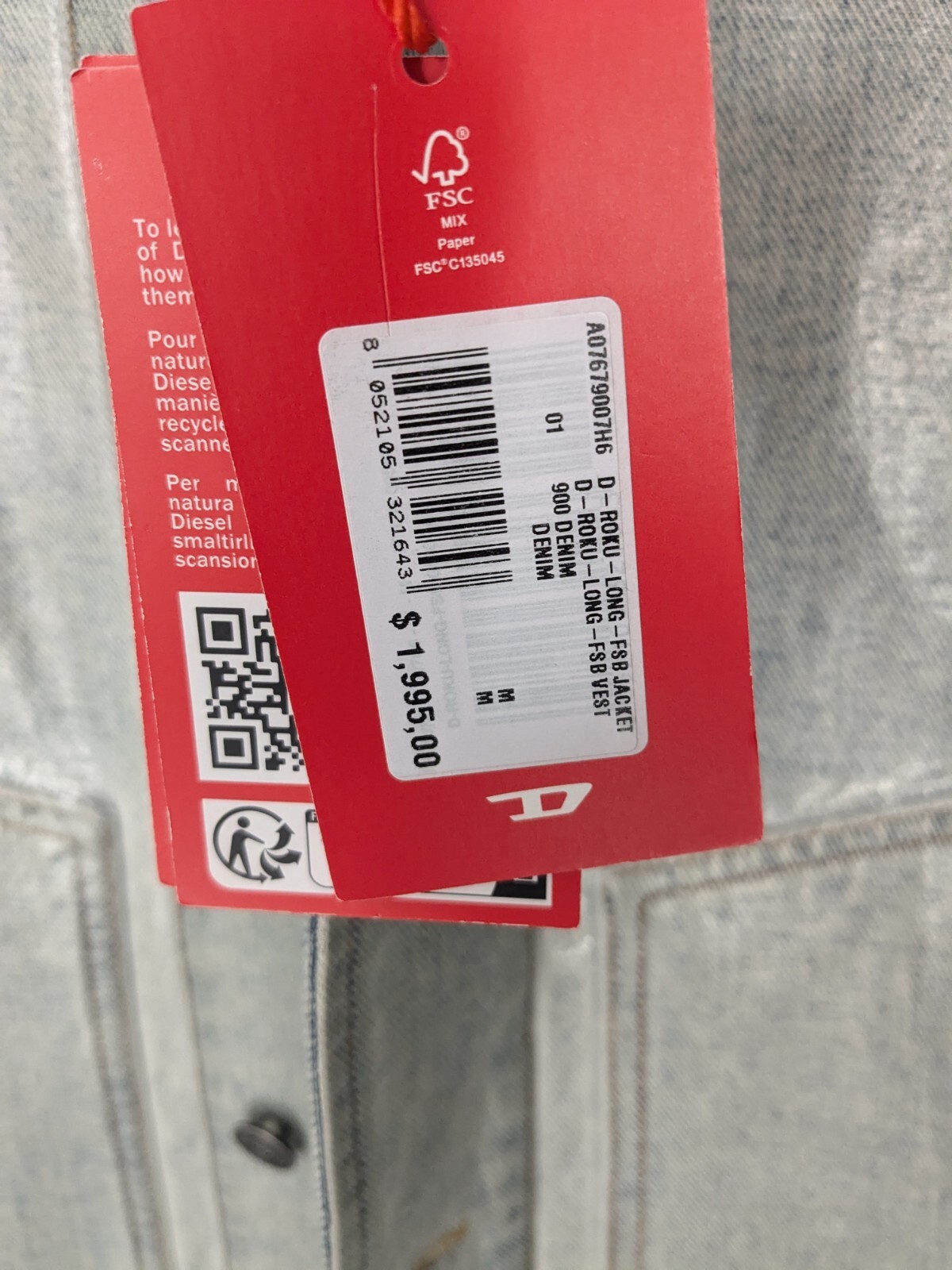 DIESEL D-Roku-Long-FSB Jacket. Brand New. Size M. image 4