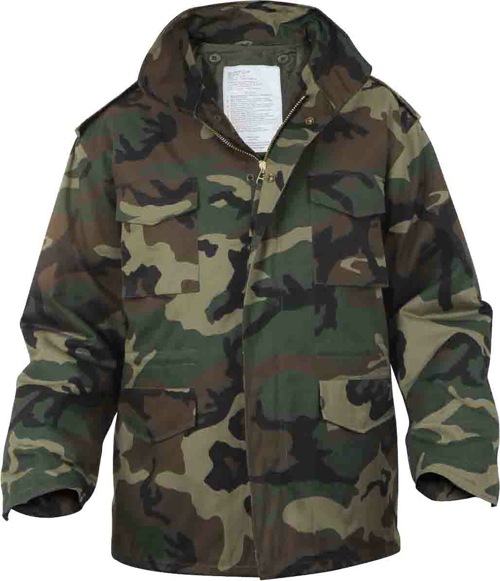 Woodland Camouflage M-65 Field Jacket Army Camo Heavyweight M65 Coat with Liner