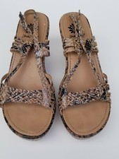 Yellow Box Tan Patent Snake Print Wedge Sandals Size 7