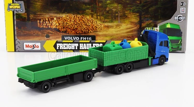 MODELLINO CAMION STATICO MAISTO VOLVO FH16 XL 750 TRUCK GRU 2021 BLU VERDE 1/64 - Immagine 2 di 4